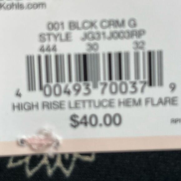 SO High Rise Lettuce Hem Flare Pants Black and Cream Size S New - Picture 8 of 11